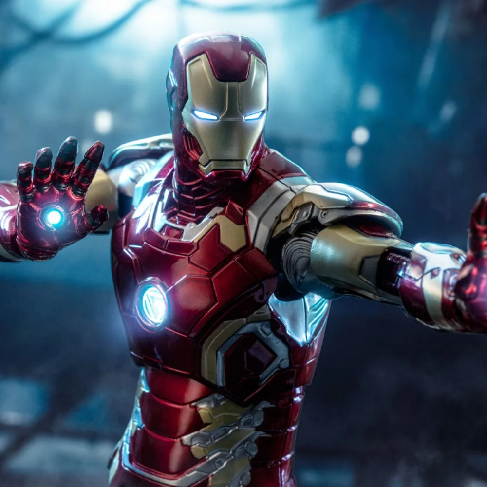 ZD Toys Original Iron Man MK43 ojos y pecho brillo figura de acción Tony Stark Mecha modelo móvil Anime vengadores colección juguete