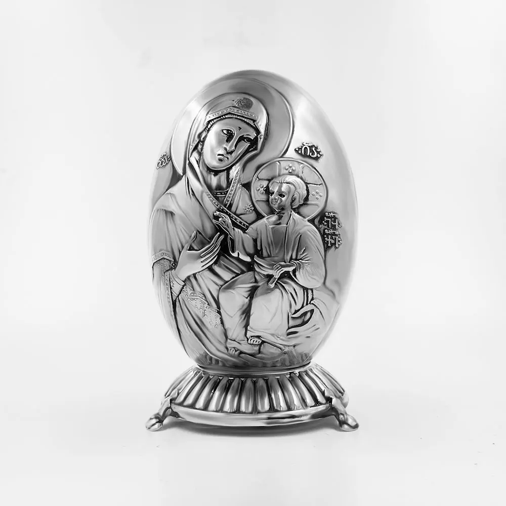 HTISOK Orthodoxe Griechisch-Orthodoxe Katholische Jungfrau-Maria-Statue, Kirchen- und Heimtischdekoration, Runde Form – Detail 9