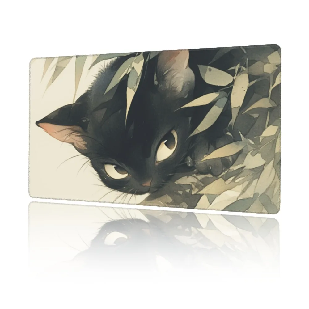 Alfombrilla de ratón de juego japonés de gato de Anime, alfombrillas de goma antideslizantes para ordenador portátil y escritorio, teclado grueso, accesorios para PC, borde de bloqueo
