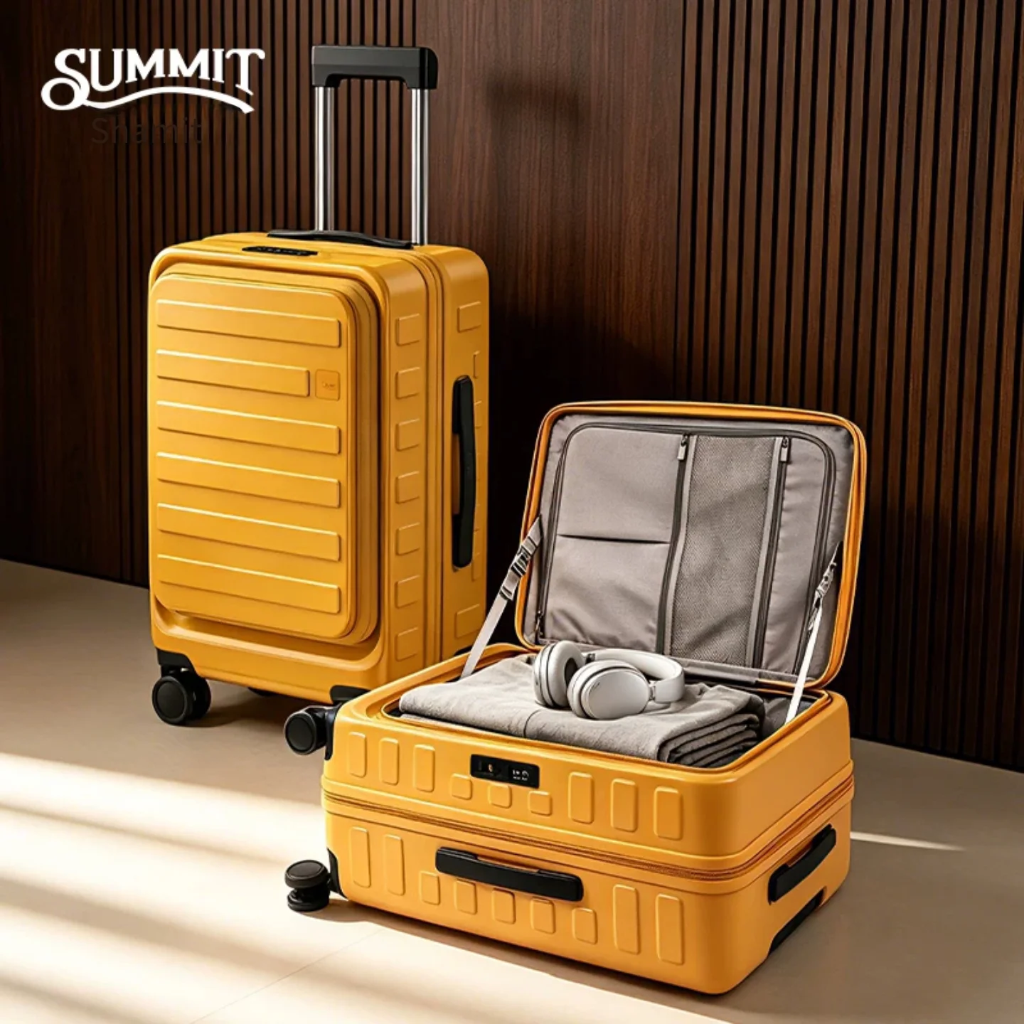 Fashion Large Capacity Deep‑Compartment Zipper Travel Trolley Suitcase 20 Inch Carry‑on Boarding Luggage