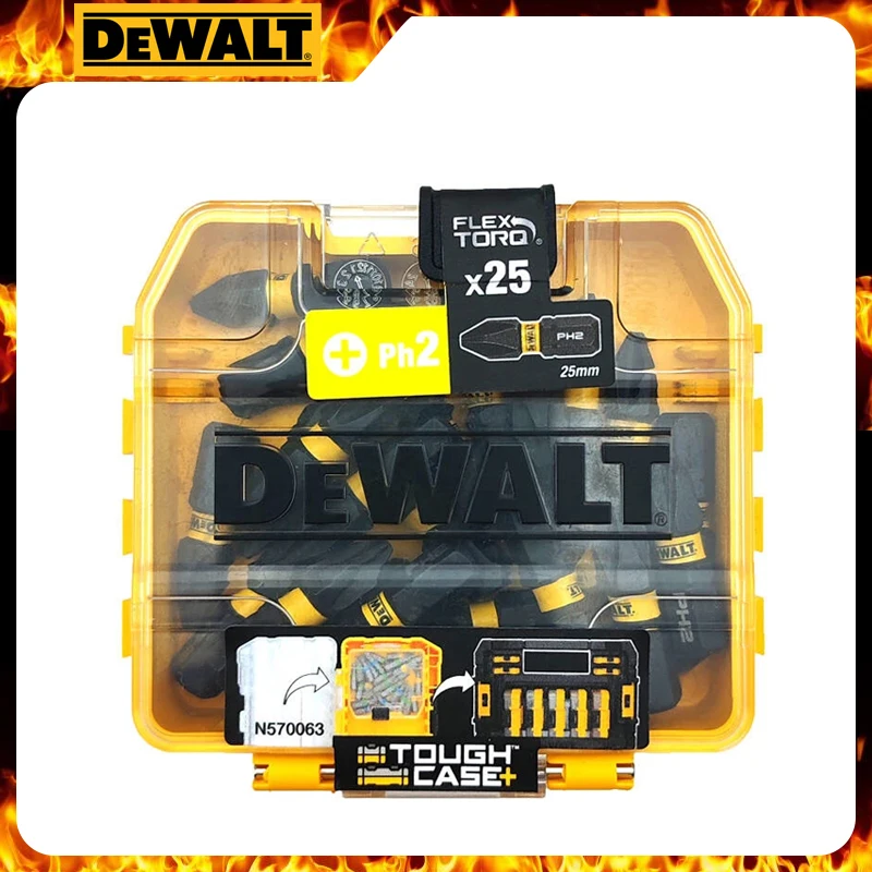 DEWALT FLEXTORQ PH2 25mm Impact Screwdriver Bits, 25Pcs Set with Mini Storage Box for Fastening Power Tool Accessories