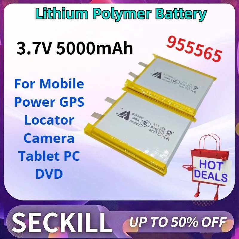 

4-6PCS 955565 3.7V 5000mAh Rechargeable Lithium Polymer Battery for Mobile Power GPS Locator Camera Tablet PC Spare Battery