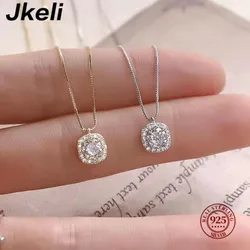 Jkeli 2024 NEW 100% 925 Sterling Silver Winter Collection Sparkling Love Necklace Fit DIY Women Fashion Original Jewelry Gift