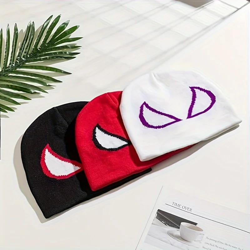 Spider Pattern Anime Cartoon Skeleton Beanie Stretch Knit Hat Warm Women Men Skull Cap