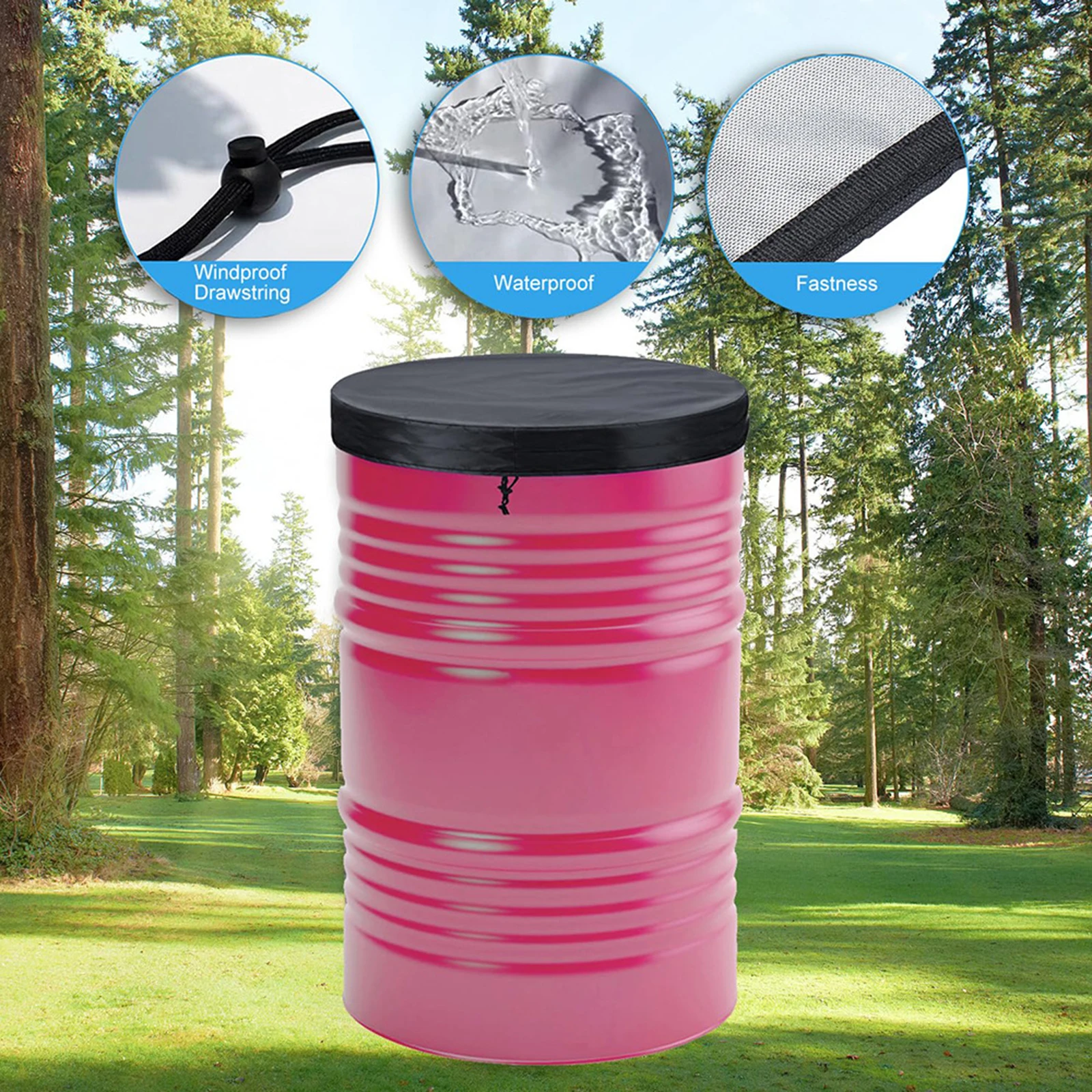 210D Oxford Cloth Round Dog Pool Covers UV Round Outdoor Table Covers Dustproof with Stretchable Adjustable Drawstring