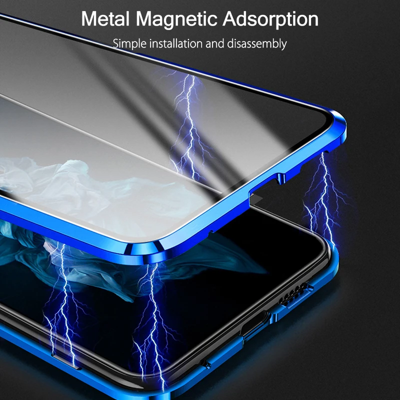 360 Full Protective Metal Magnetic Double-sided Glass Case For Huawei Mate 20 30 P30 P20 P40 Lite For Honor 9X 8X 20 50 90 Pro