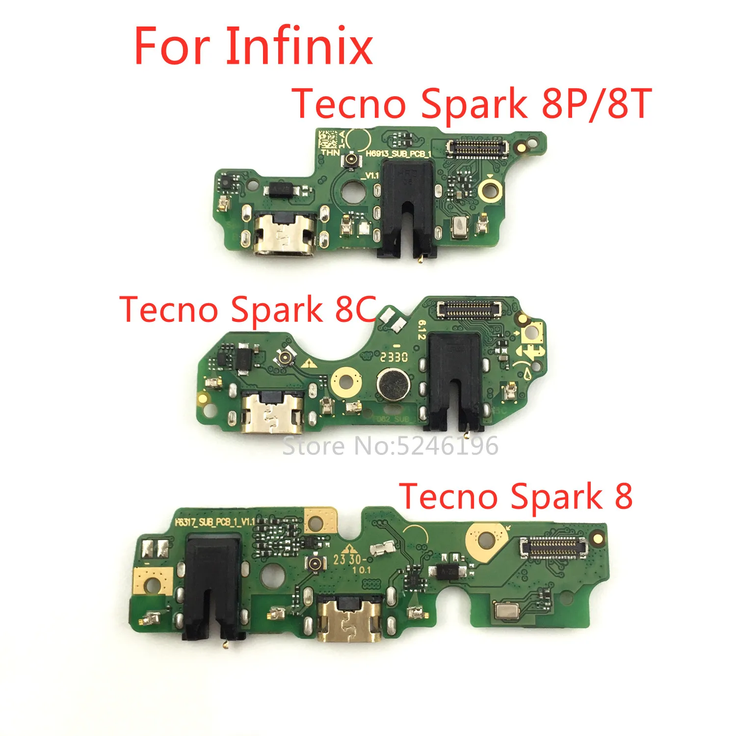 1pcs USB Charging Port Charger Flex Cable For Infinix Tecno Spark 8 Tecno Spark 8P Tecno Spark 8T Tecno Spark 8C Replace Part.