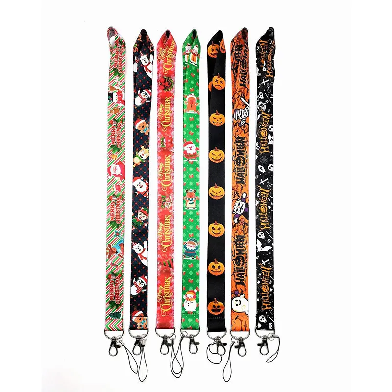 

70Pcs Christmas Halloween Happy Mobile Phone Strap Long Badge Camera Strap Hanging Neck Lanyards