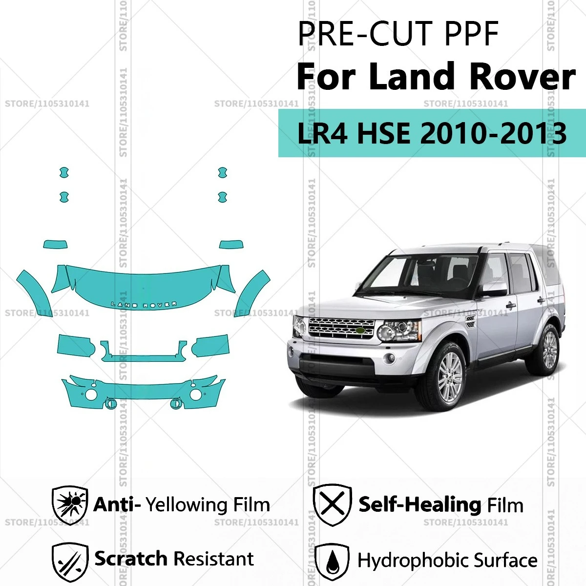 

Предварительно нарезанная прозрачная защитная пленка PPF для автомобиля, комплект для передней части Land Rover LR4 HSE 2010-2013, профессиональная.