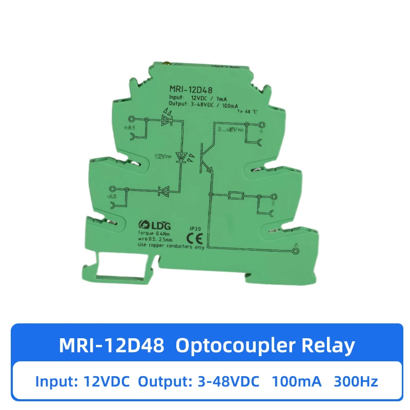 MRI-12D48 12VDC Optocoupler Relay Module PLC Signal Isolation Anti-Interference High frequency 300hz DIN Rail SSR Fast