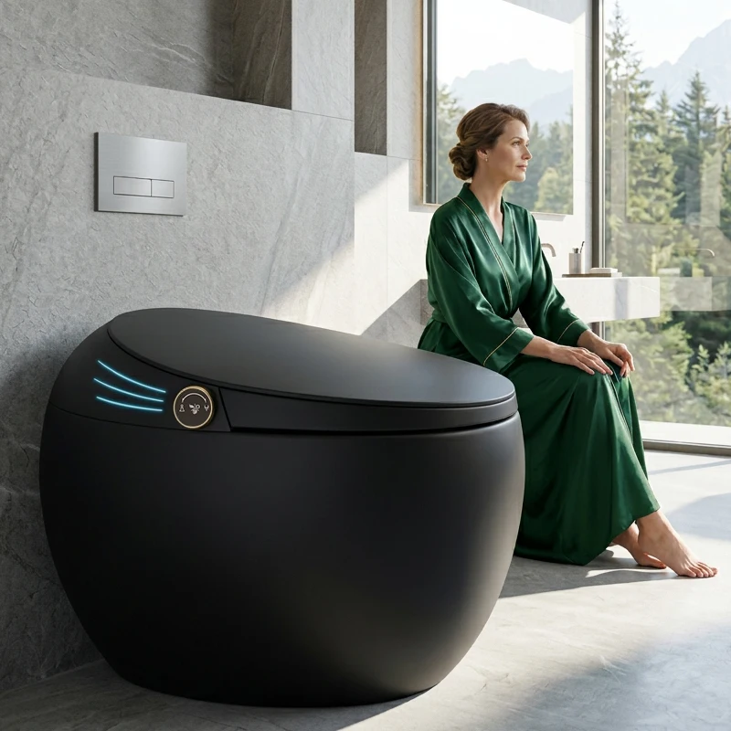 

Flagship Smart Toilet, Cleaning Basin, Gray Egg Shape, Double Flush, Floor-to-ceiling Bathroom Products, Toilet And Bathroom.