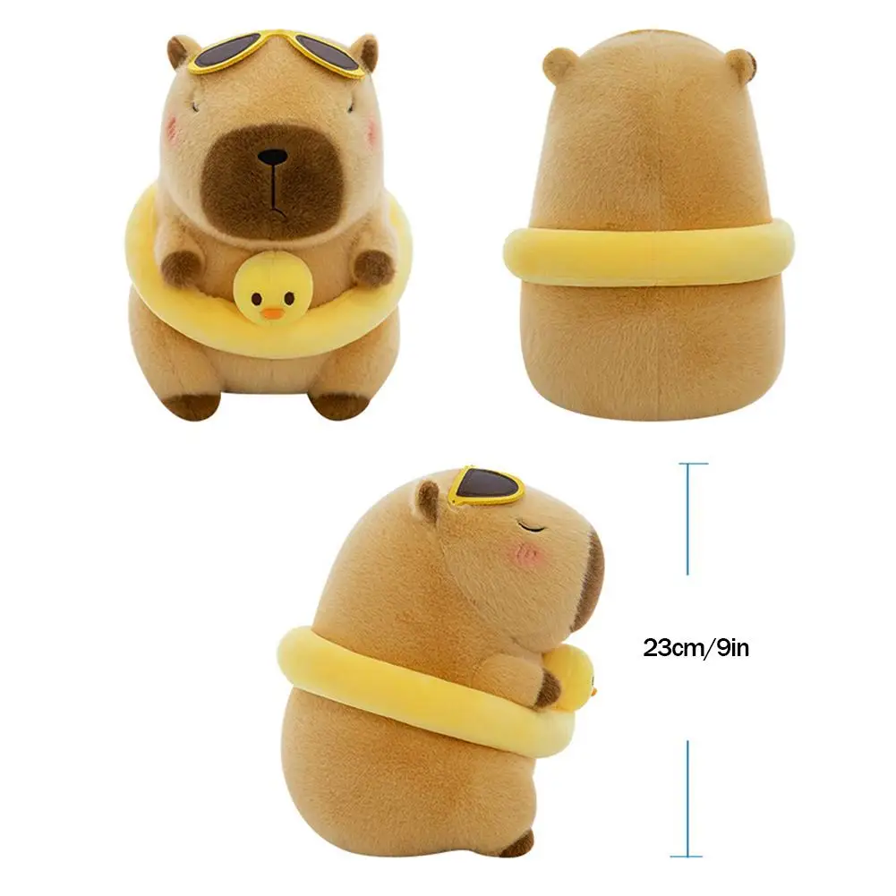 Yellow Duck Swim Ring Capybara Plush Toy Cute Simulation Beachwear Capibara Kawaii Stuffed Animal Plush Toy Capibara Plushie Boy