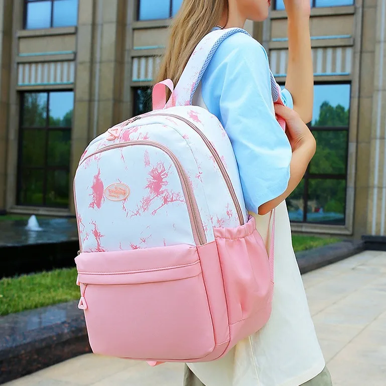 Tie Dye Gradient Print Three Piece Backpack Five Colors Large Capacity Lightweight Stress Relief Middle School Student  Backpack