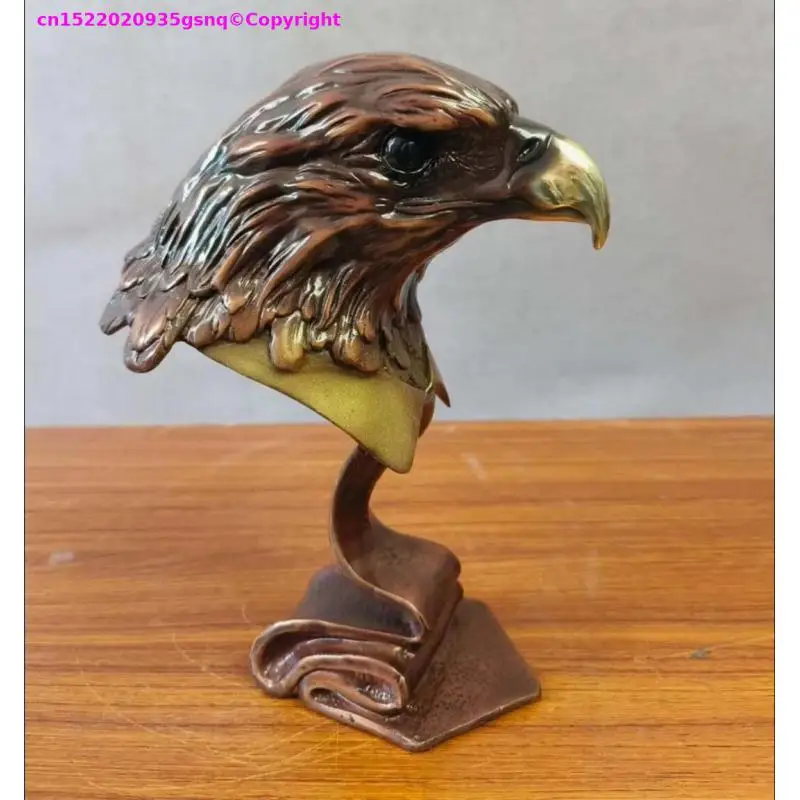 Exclusive GOOD bronze Carving saker falcon animal ornament copper sculpture eagle head Arabian Eagle home office bar decoration