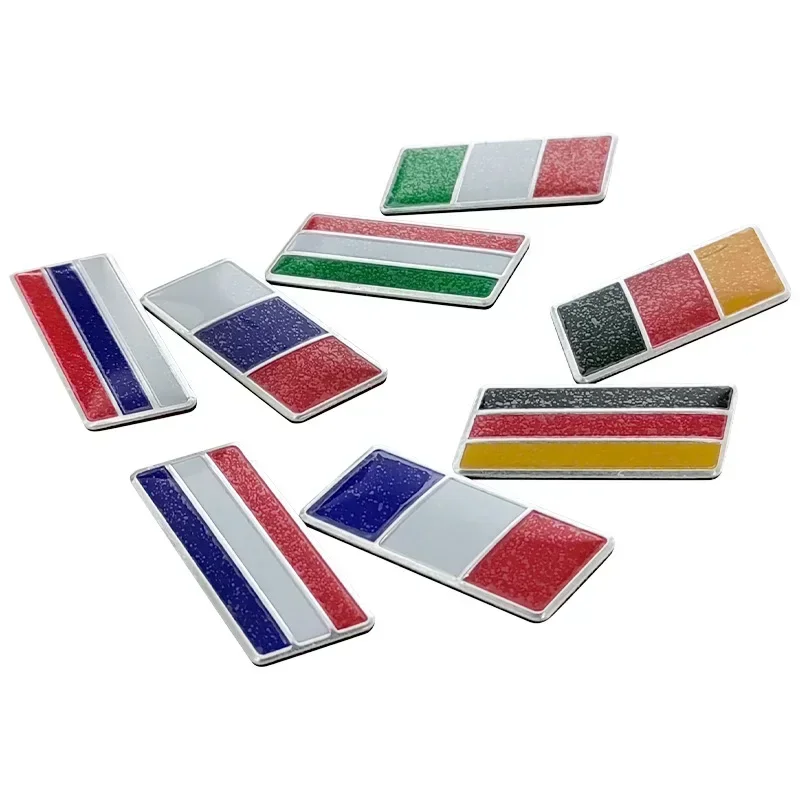 France Germany Italy Russia National Flag Aluminum Alloy Nameplate Car Fender Side Sticker Rear Decorative Decals