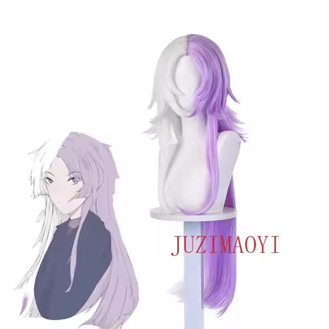 Anime Bungou Stray Dogs Cosplay 100cm Long Sigma Cosplay Wig Purple White Sigma Wigs Heat Resistant Synthetic Hair + Wig Cap
