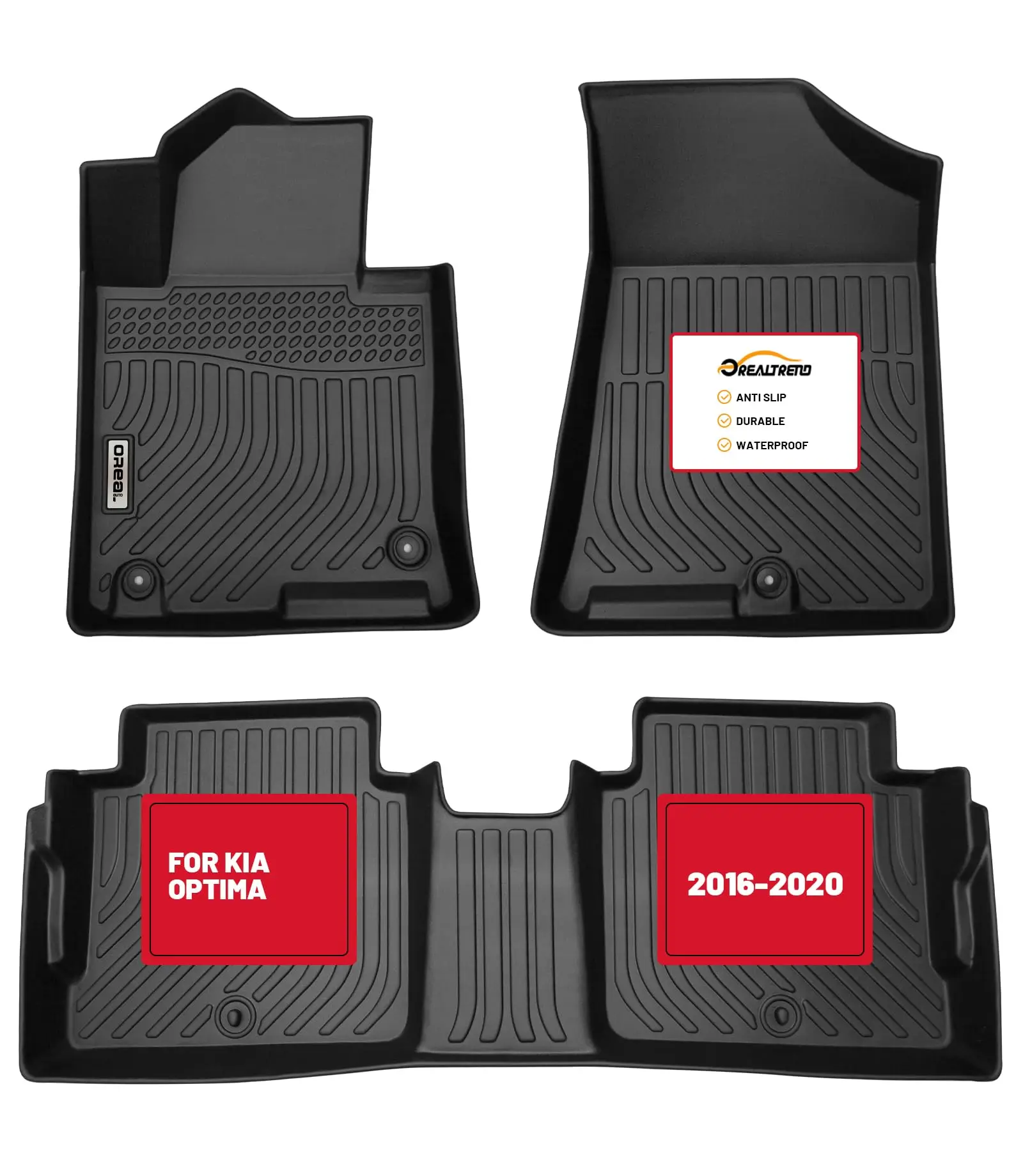 

Car Floor Mats For Kia Optima K5 2016-2020 Front Rear Custom Fit All Weather TPE Waterproof Anti Slip