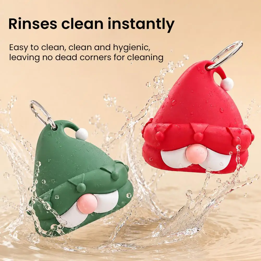 Portable Dog Poop Scooper Silicone Pooper Scooper Christmas Gnome Pet Pooper Scooper Dog Bag Holder with Metal for Dogs