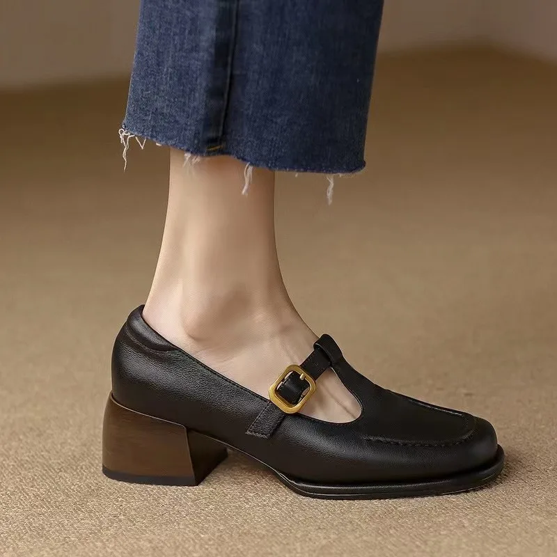 

Женские повседневные туфли на толстой подошве с массивным квадратным каблуком, модные, универсальные, удобные, нескользящие, дышащие, с эффектом стройности ног