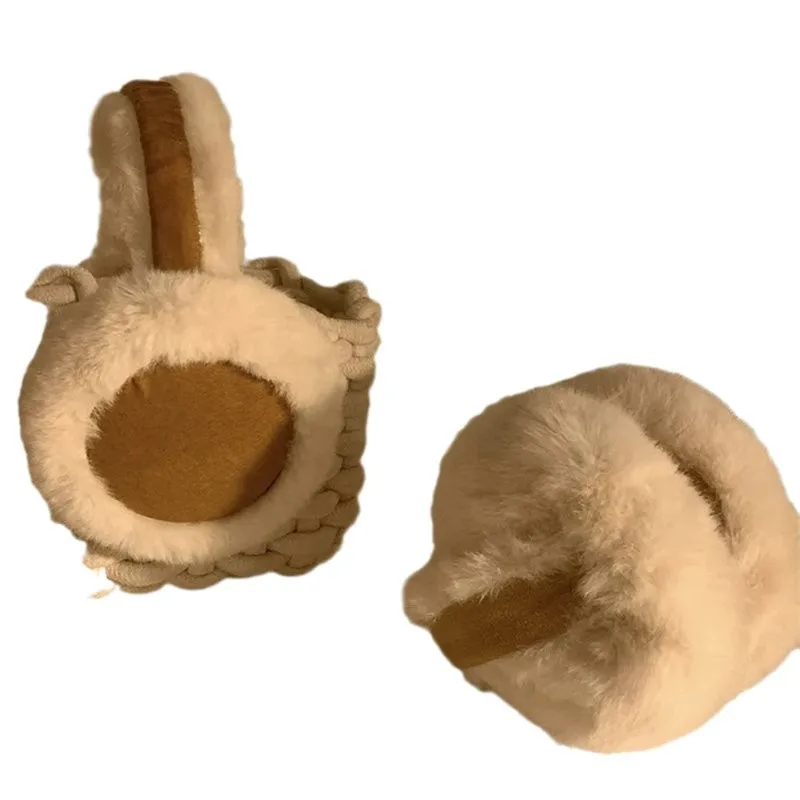 Orejeras de piel sintética de gamuza, orejeras cálidas de invierno para montar en clima frío a prueba de viento, unisex