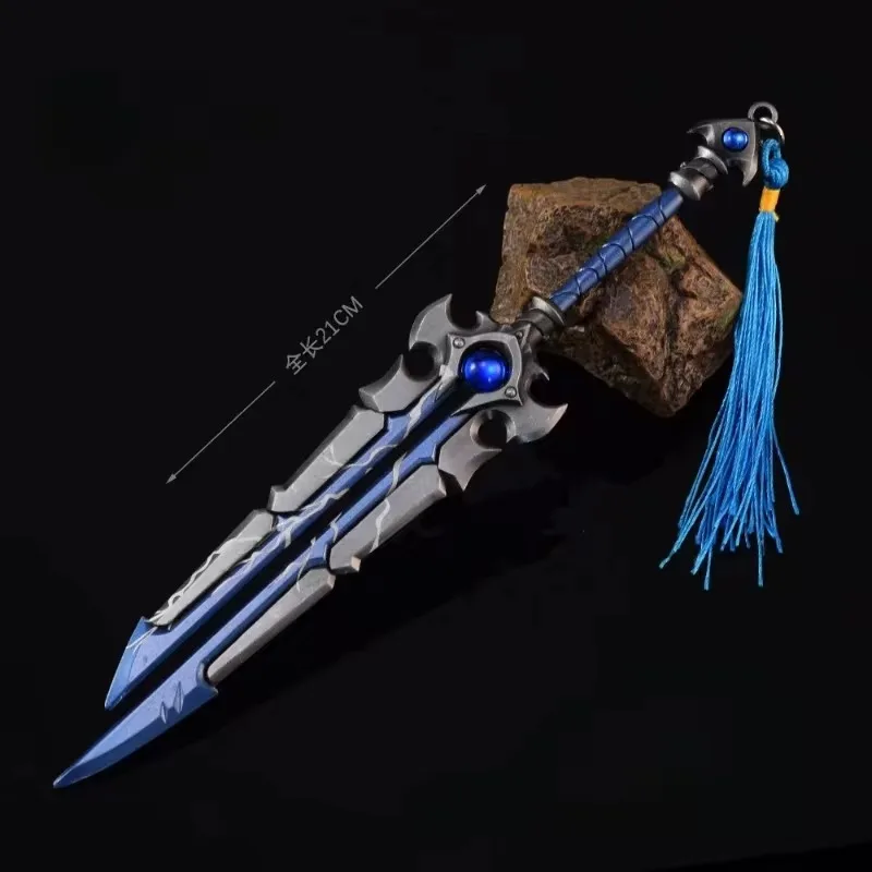 World of Warcraft Weapon Worldcarver, espada de dos manos, periféricos de juego, modelo de arma de Metal sin cortar, adornos, regalos de manualidades, juguetes, 21cm