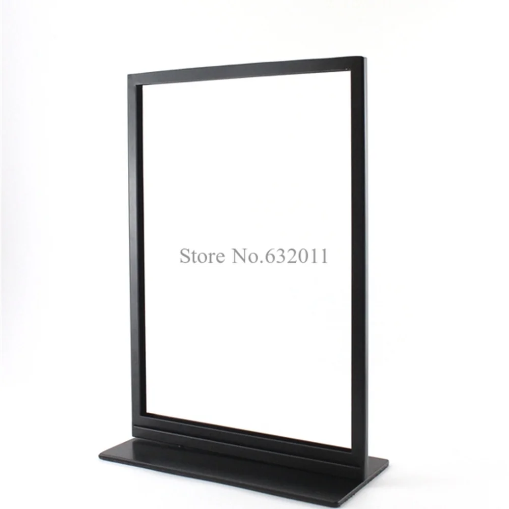 Black Metal A4 Double-sided Table Advertising Poster Display Stand Desk Sign Kt Board Sign Holder Menu Display Photo Frame Rack