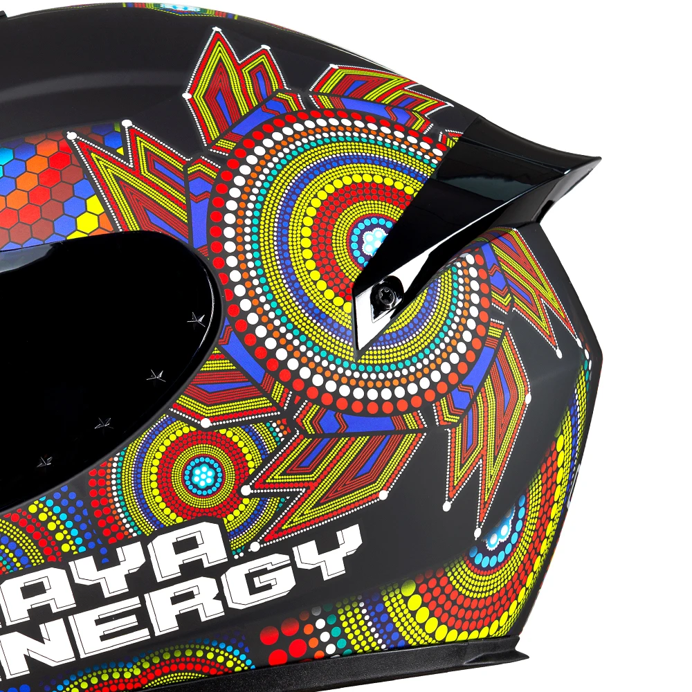 خوذة دراجة نارية للجنسين معتمدة من DOT مع نمط الطوطم خوذة لكامل الوجه للفصول الأربعة مع جناح ذيل كبير لراكبي الدراجات النارية #6