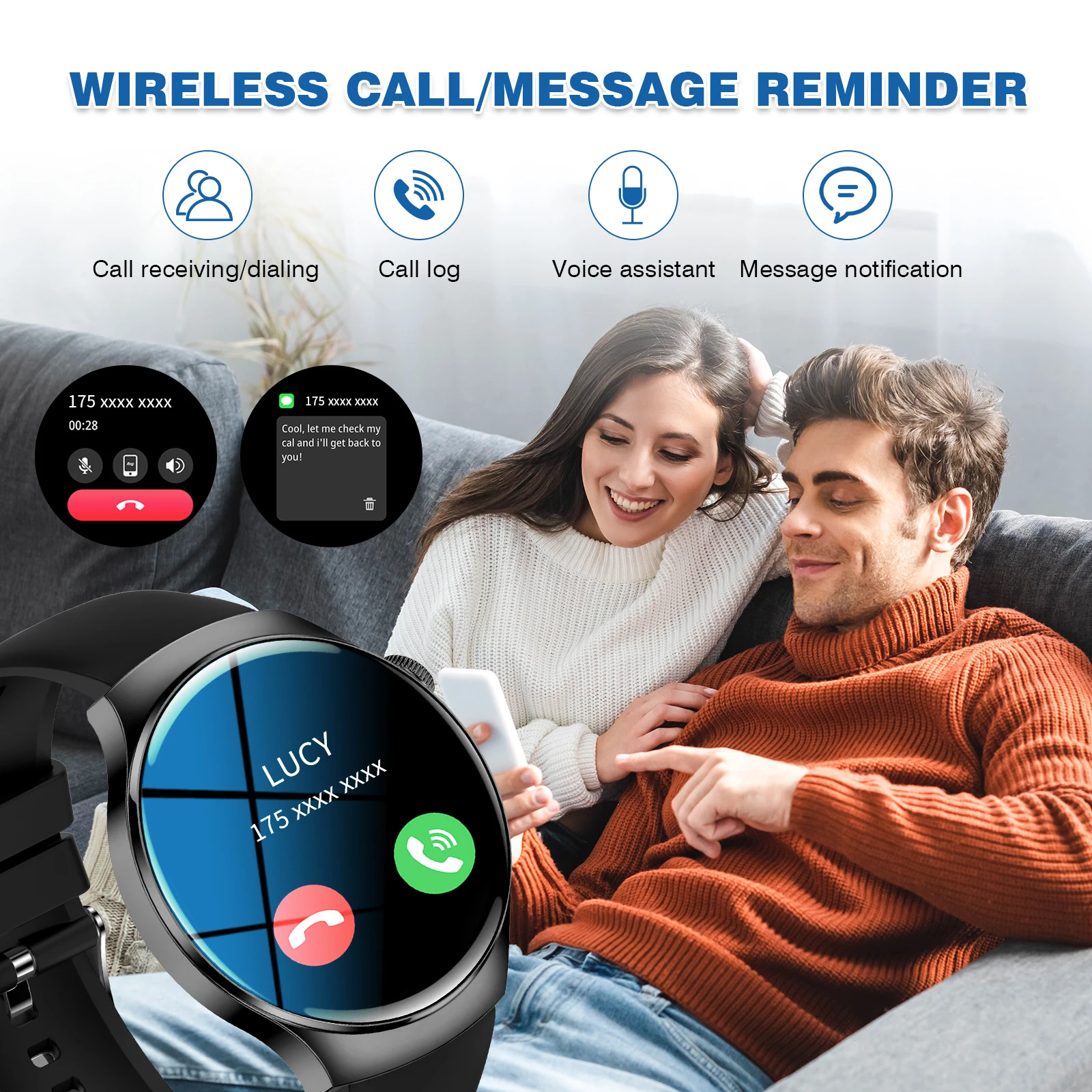 Best Seller Unisex HD Touch Smart Watch: Make/Answer Calls, Camera, Music Control, Fitness Functions, Alarm/Message Notification