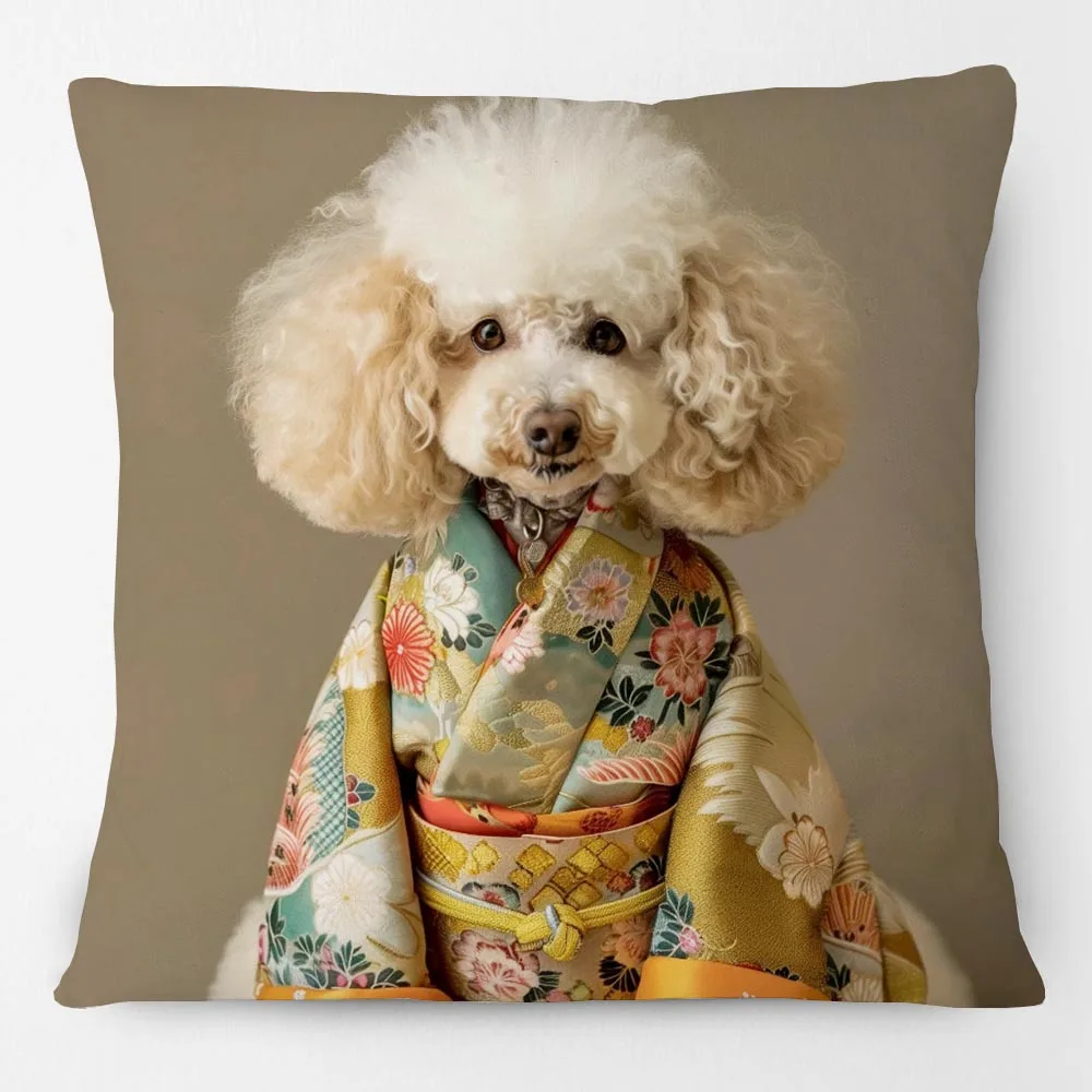 Funda de cojín con pintura de retrato de animales: Poodle europeo, Dachshund, Chihuahua, y retrato histórico de mascotas reales
