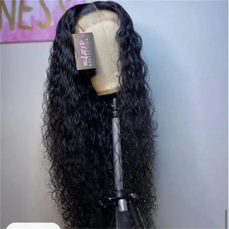 

180% Density Preplucked 26Inch Long Natural Black Kinky Curly Lace Front Wig For Women Baby Hair Heat Resistant Glueless Daily