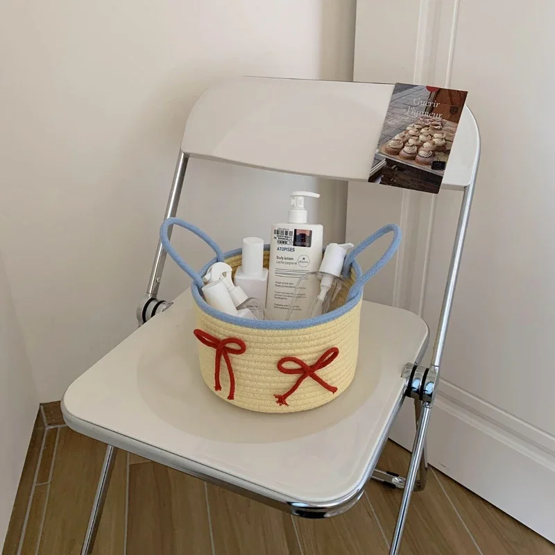 الشمال القطن حبل سلات التخزين المنسوجة سطح المكتب أشتات الاطفال اللعب المنظم صندوق مفاتيح وجبات خفيفة صندوق أشتات المنظم