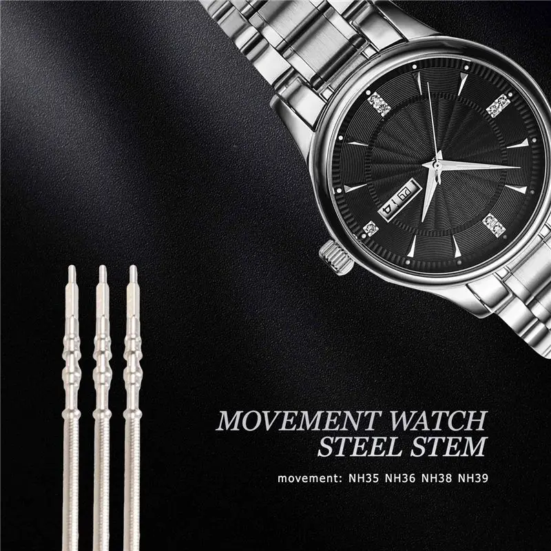 AEA9-5Pcs Movement Watch Steel Stem Crown Kit Watch Of Parts NH35 NH36 NH38 NH39 Movement Watch Stem Spare Parts
