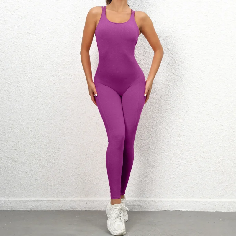 Yoga Sporty Jumpsuit Woman Lycra Fitness Overalls 2022 Gym Sets Womens Outfits Black Workout Clothes for Women Sportswear Pink