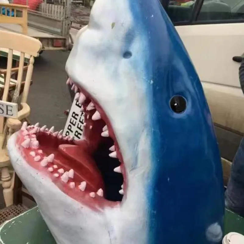 

Новинка 2025 года, имитация головы акулы, уличное украшение для пруда, креативное украшение в виде крокодила океана, украшение для дома, двора и сада