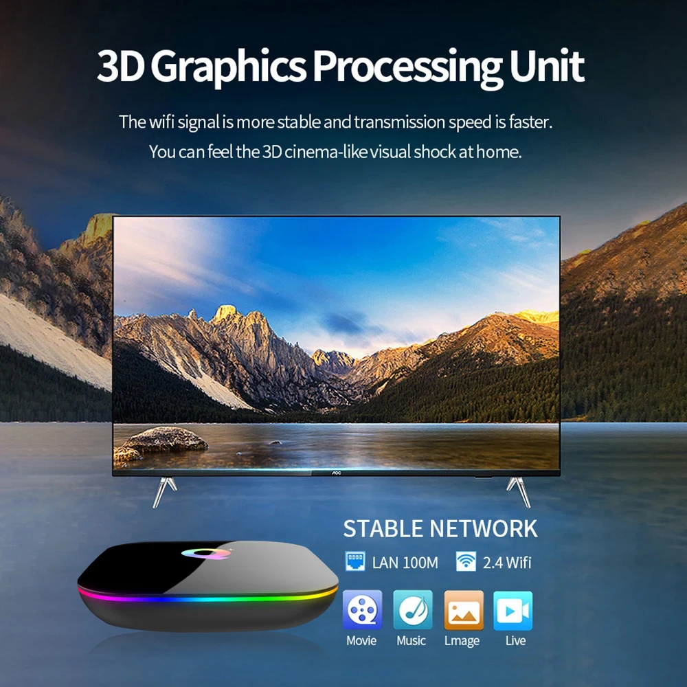 Q PLUS TV Box 4 Core 3D Graphics Acceleration High Speed WiFi 6K Ultra HD 64G Android Media Player Set Top Box