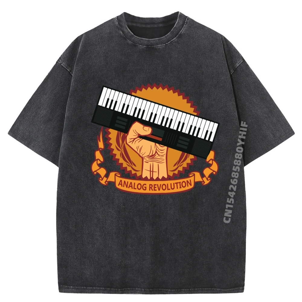 

Retro Synthesizer Music Analog Revolution Lovers Day Premium Cotton Printed Tees Slogan Tops Shirts Latest Washed T-shirts