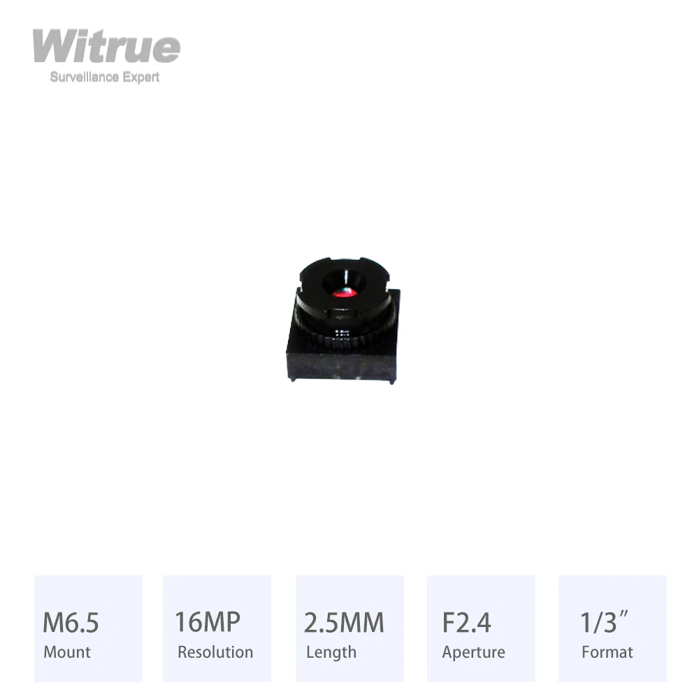 Witrue HD 4K Lens 16MP M6.5 Mount 2.5MM Aperture F2.4 Format 1/3" No Distortion for Smart Home Devices Mobile Phone
