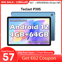 Teclast P30S tablet, 10.1 inch, Android 12, 1280x800 IPS, 4GB/6GB RAM, 64GB/128GB ROM, MT8183, 8 cores, 12nm, GPS, type C, 6000mah, parental Support control, double camera