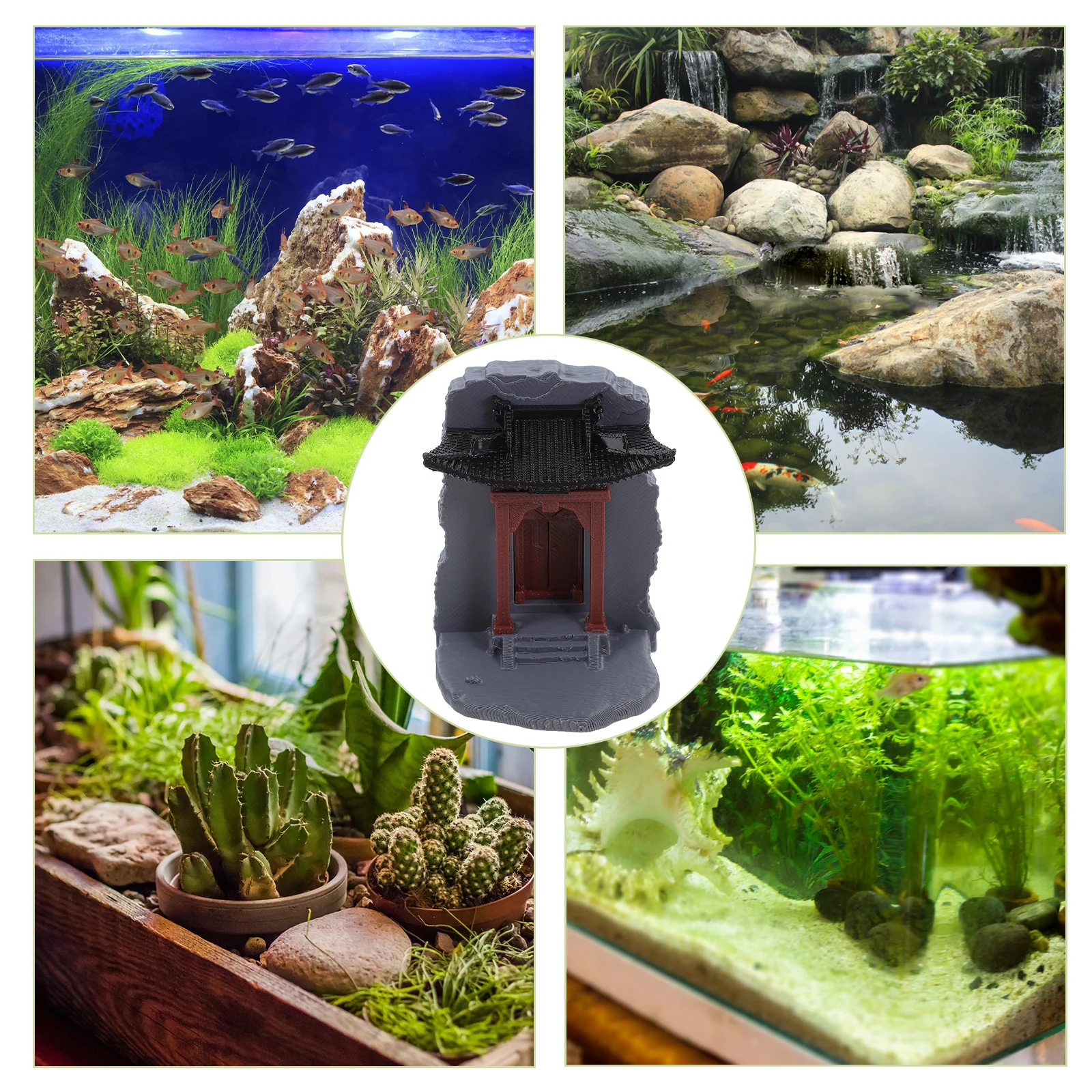 미니어처 중국 건축 장식 예술적 데스크탑 장식품 향수를 불러일으키는 레트로 디자인 건축물 젠 가든 아쿠아리움용