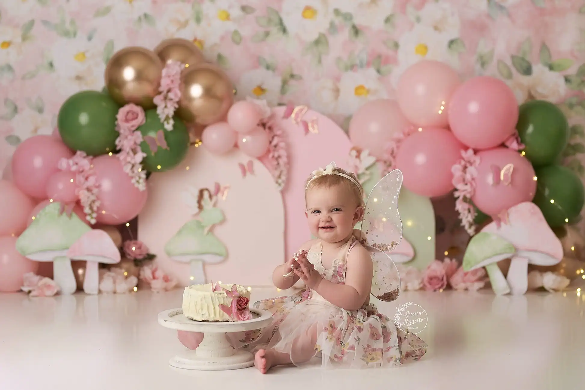 Fairy Flowers Photography Backdrop Balloon Arch Kids Baby Cake Smash Photocall Decor Child Adult Birthday Studio Backgrounds