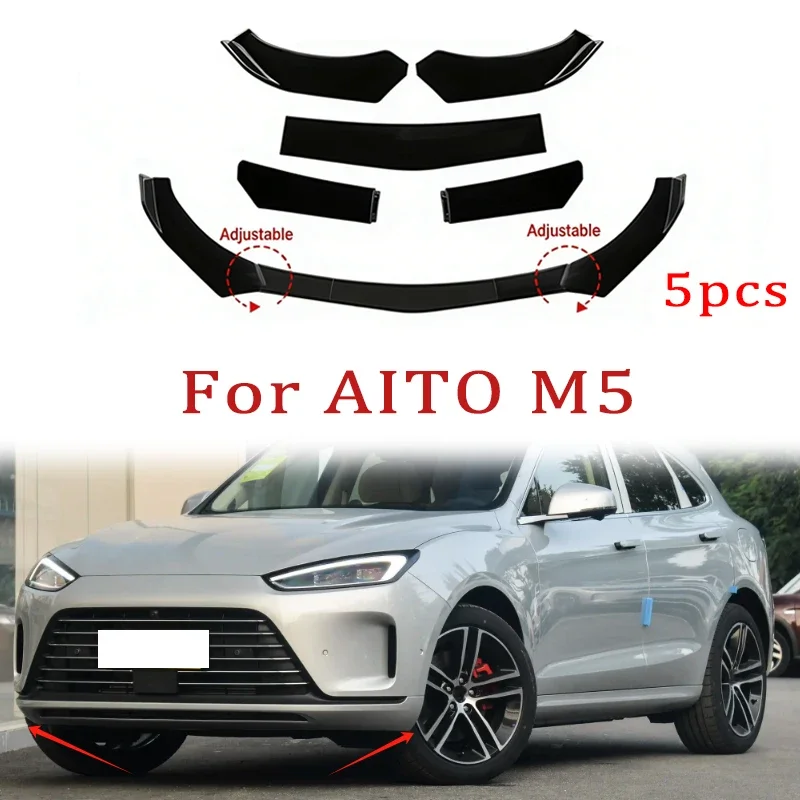 

5Pcs ABS Material Universal Car Front Bumper Separator Bumper Lip Body Kit Duck Lip Separator For AITO M5 Car Accessories