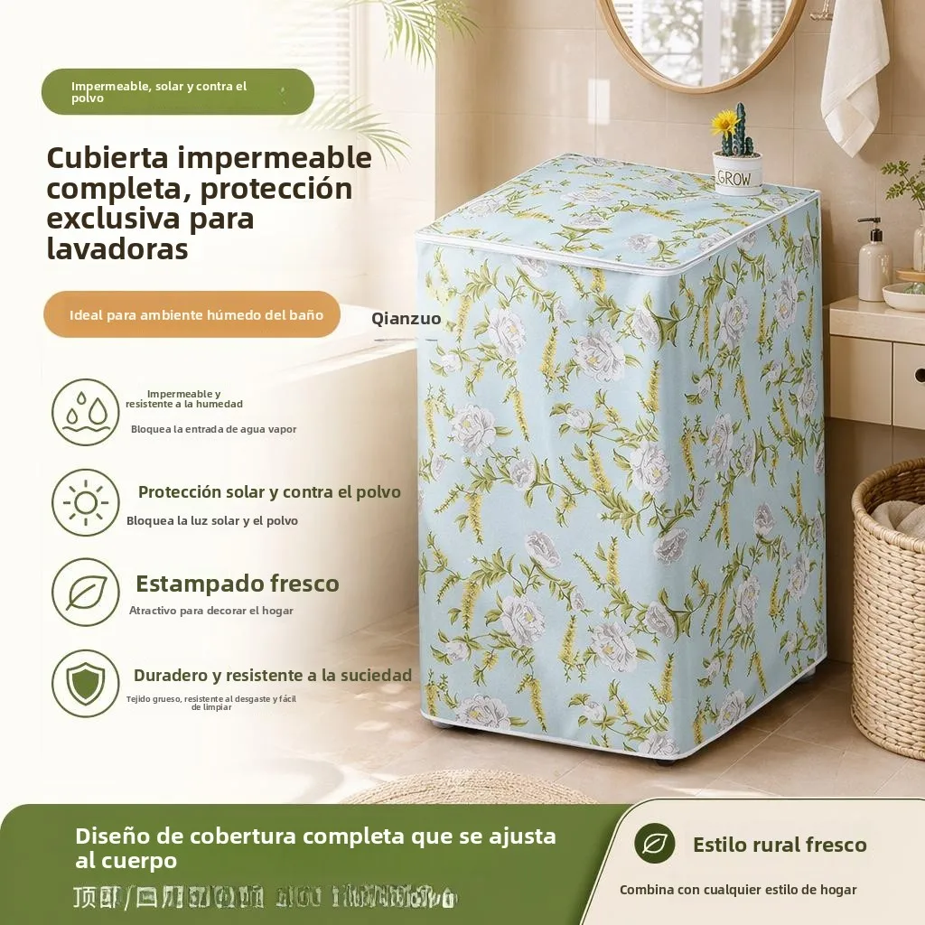 Funda Impermeable para Lavadora, Cubierta Protectora Universal para Lavadora Automática de Tambor, Protección Completa de Cua...