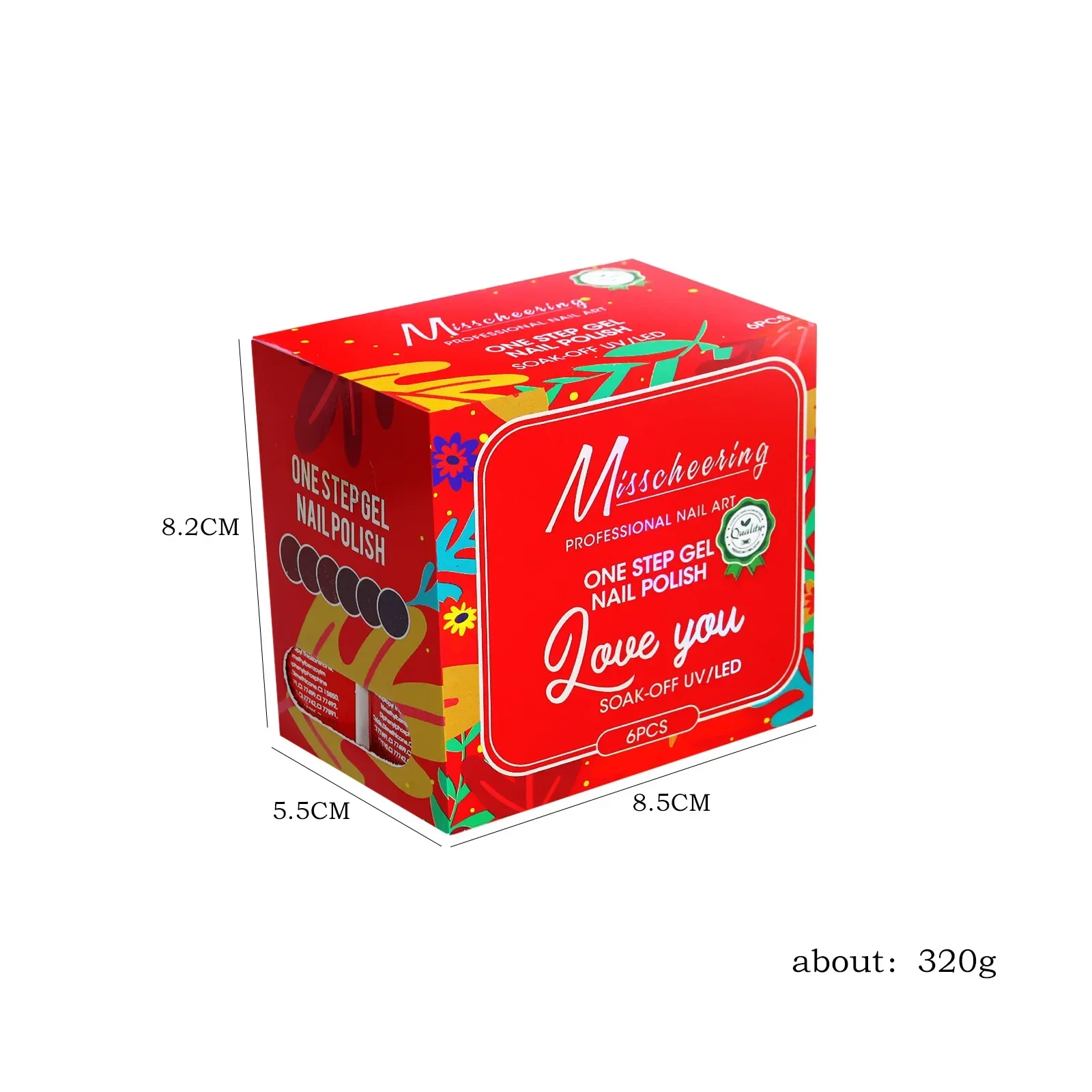 Ensemble de vernis à ongles semi-continu avec base et couche de finition, vernis gel UV LED Soak Off, manucure et nail art, 15ml, 6 pièces par boîte