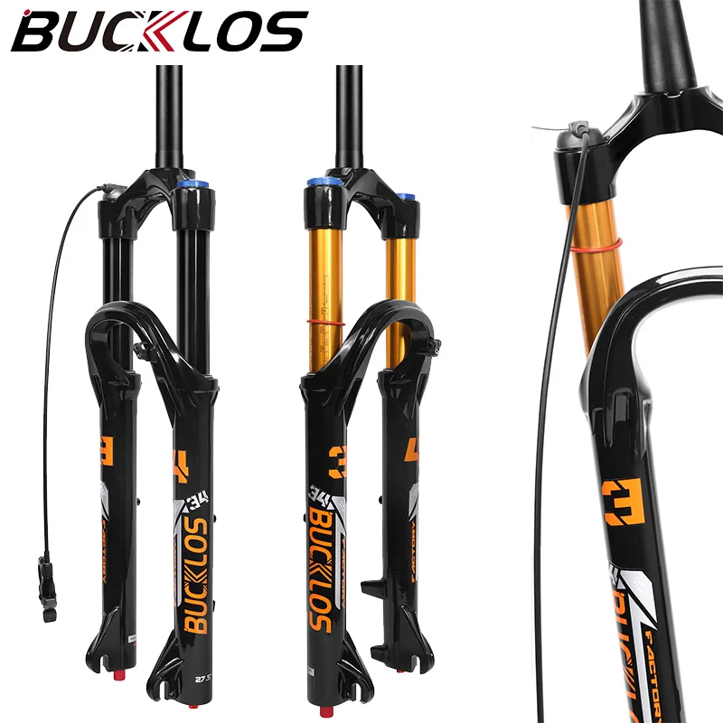 

BUCKLOS Bicycle Suspension Air Fork 26/27.5/29Inch Rebound Adjustment Straight/Tapered Mountain Bike Fork 140MM Travel MTB Parts