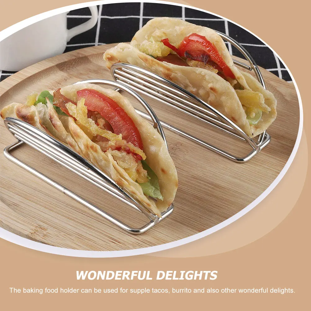 

3pcs Stainless Steel Taco Racks Pancake Holders Kitchen Food Stands For Burritos Tortillas Chicken Rolls Upright Metal Taco