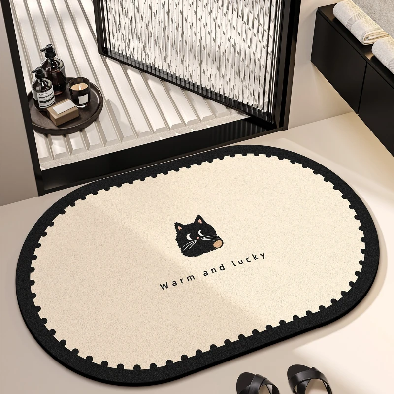

Bathroom Rug Absorbent Non-slip Diatomite Floor Mat Minimalist Bath Carpet Toilet Area Rugs Quick-drying Home Decor Foot Mats