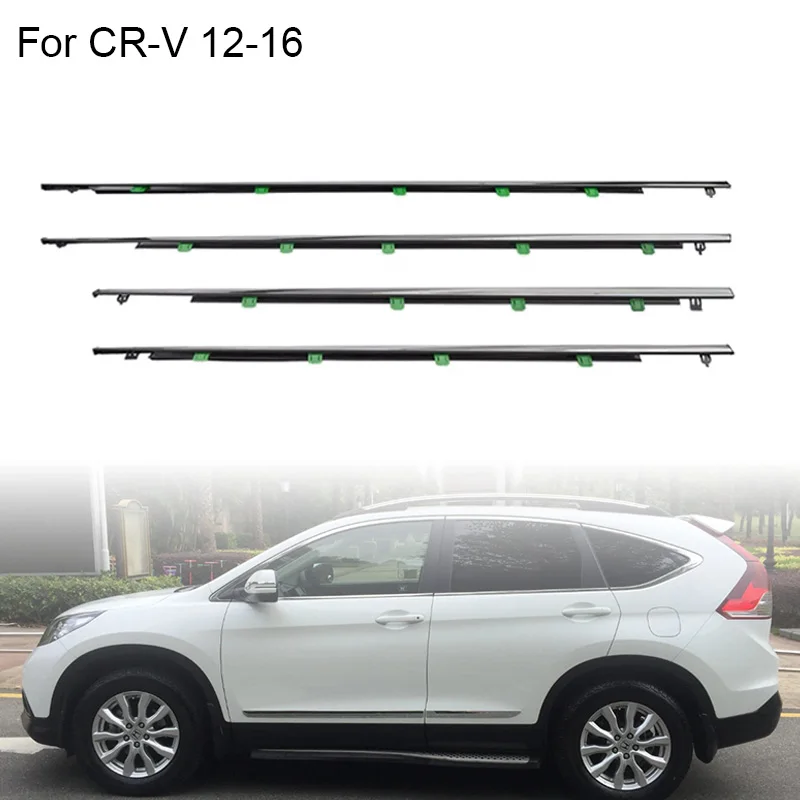 Chrome 4Pcs Window Rubber Trim For Honda CRV CR-V 2012-2016 Weatherstrip Seal Door Outer Moulding Trim Glass Seal Belts Silver