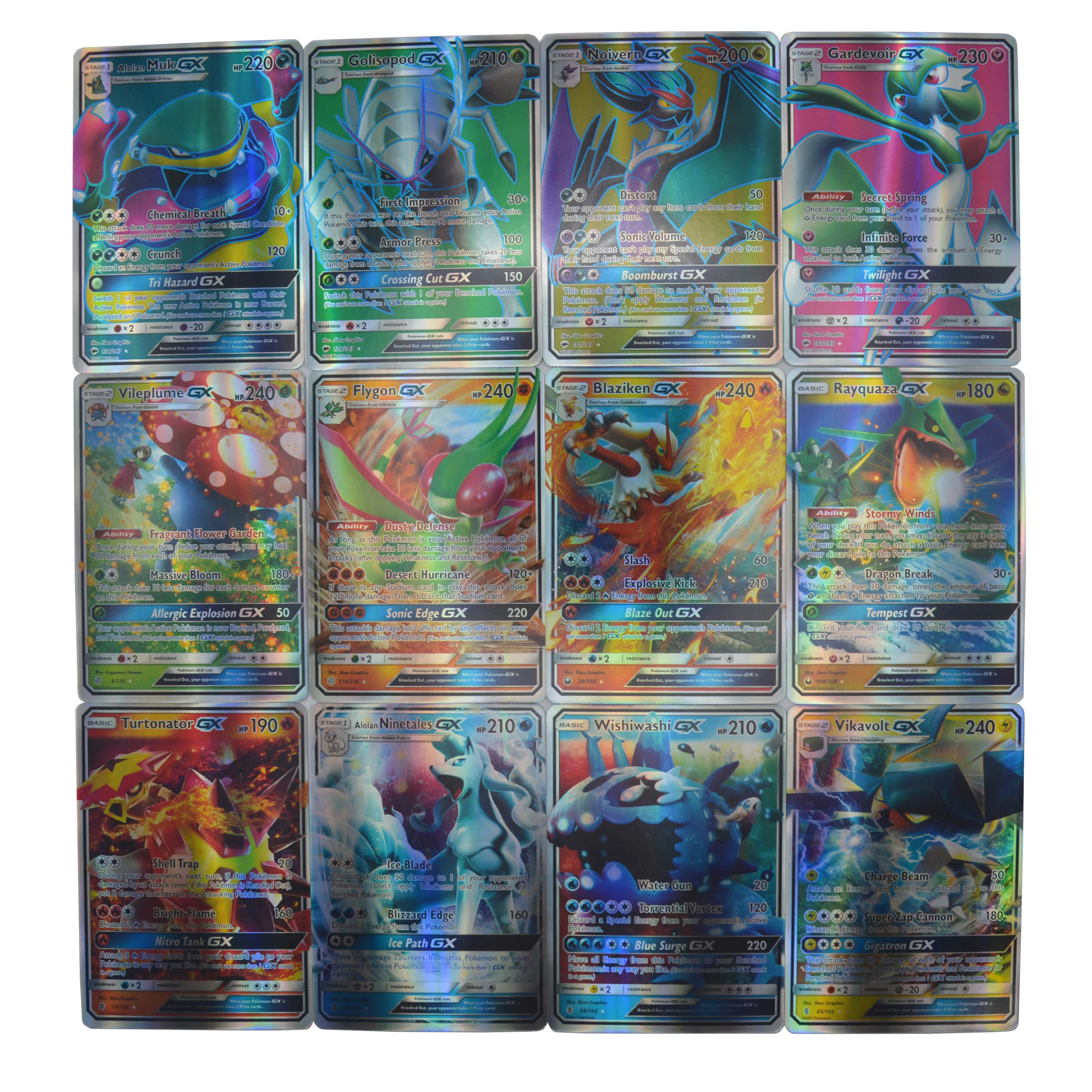 Cartes Pokémon GX MEGA EX brillantes, 100 pièces, version anglaise, jeu de scène, boîte de rappel, jouet pour enfants