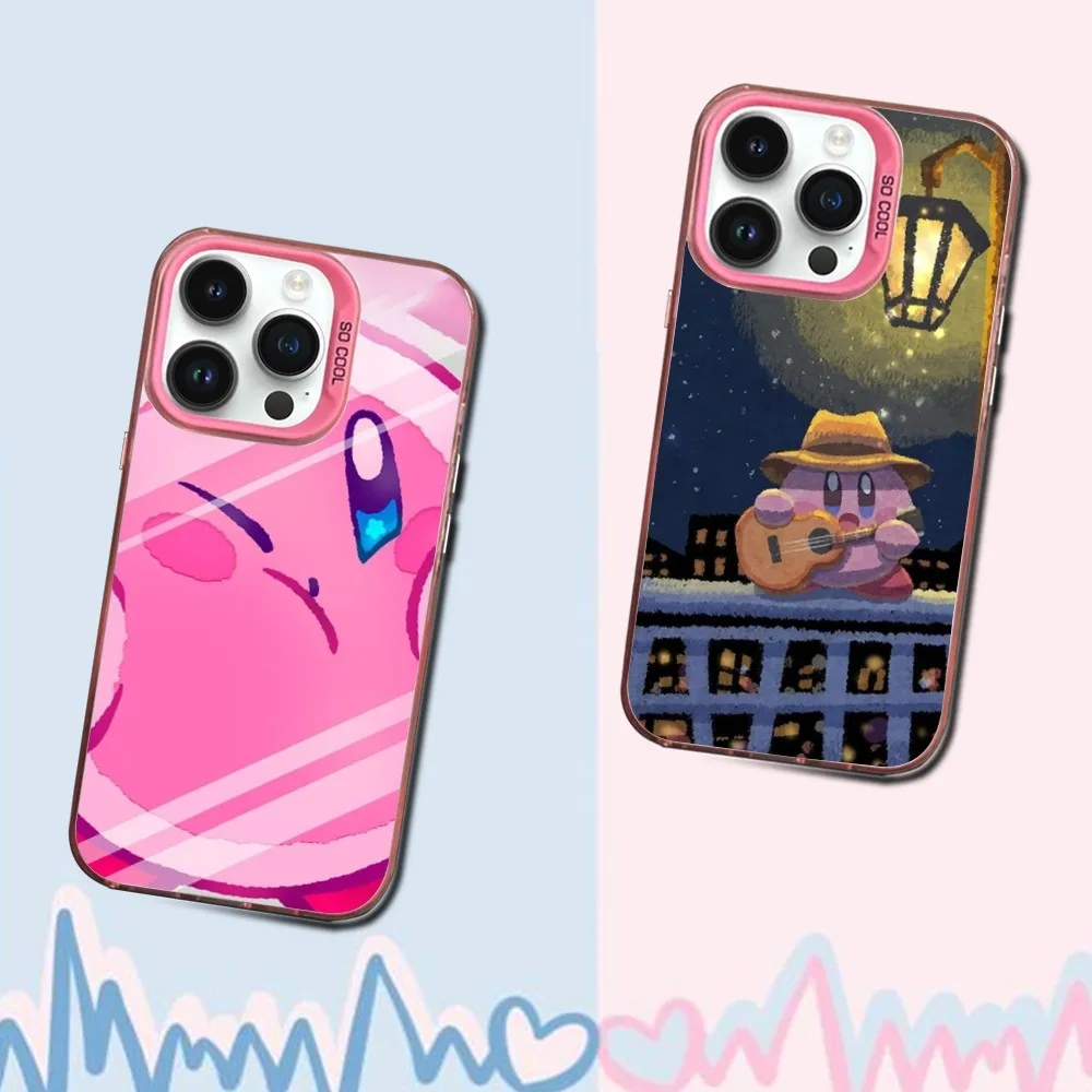 

CUTE K-Kirby GYM Phone Case For iPhone 16,15,14,13,12,11,Mini,Pro,SE,MAX Pink Matte Silicone Cover