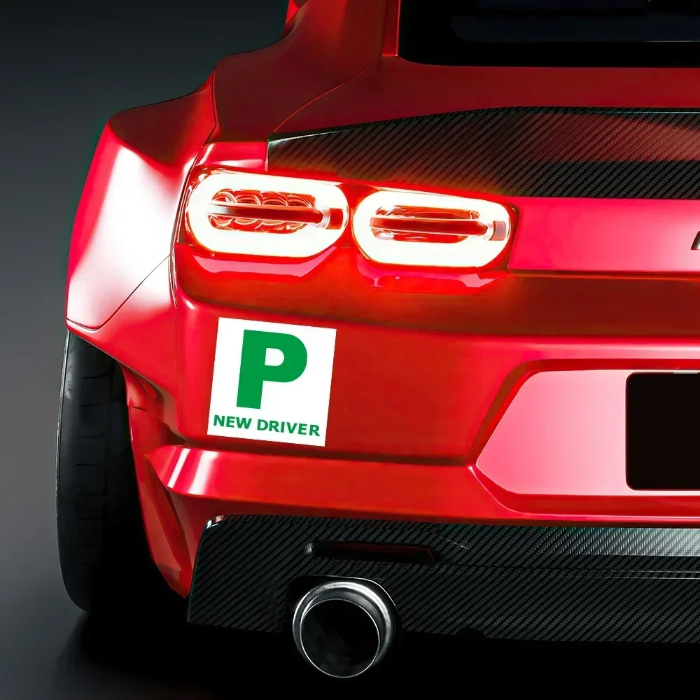 1PC Green P New Driver Removable Vinyl Decal, Waterproof UV Resistant, Car Window Decor